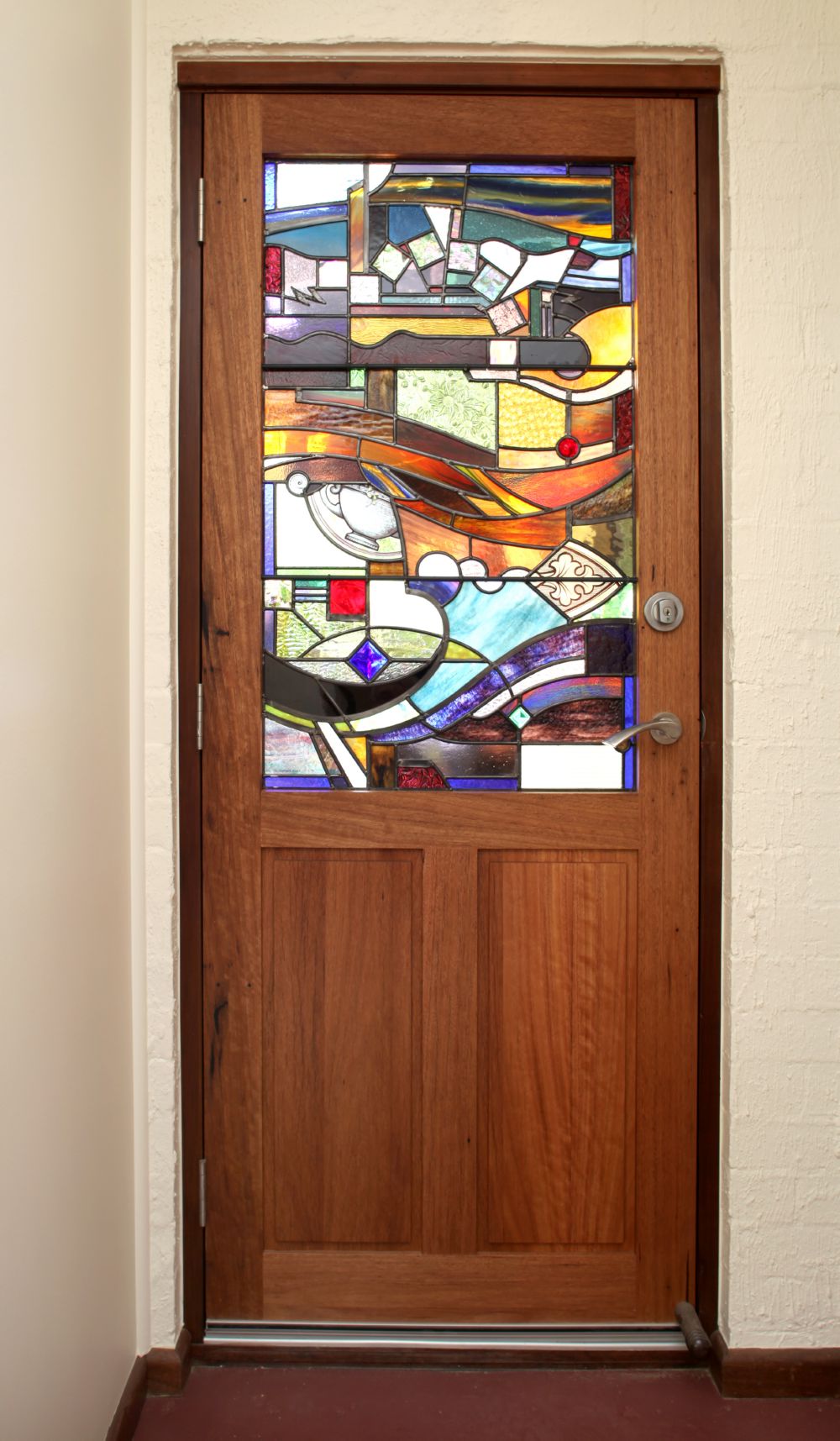 Select Custom Joinery Timber front door with Jeff Hamilton Leadlight