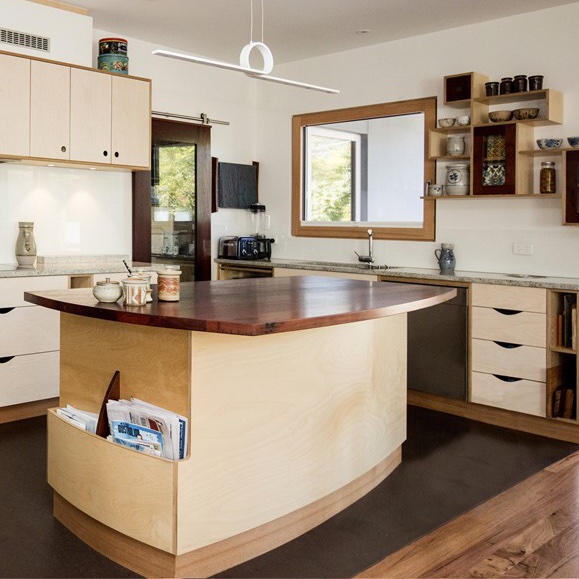 Plywood kitchen, recycled timber, timber kitchen