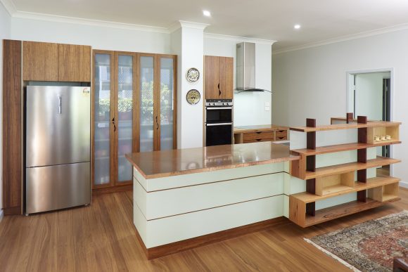 Plywood, glass & copper kitchen 1
