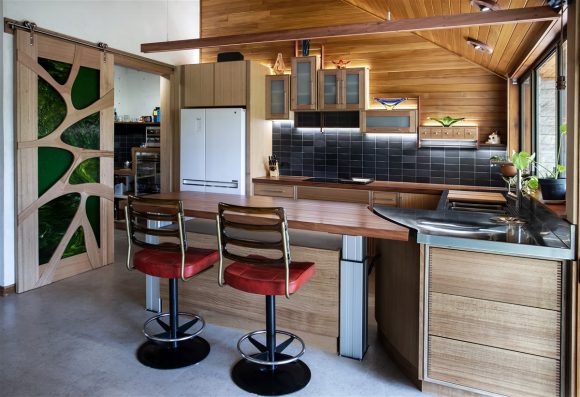 SS & timber bench top curved joins