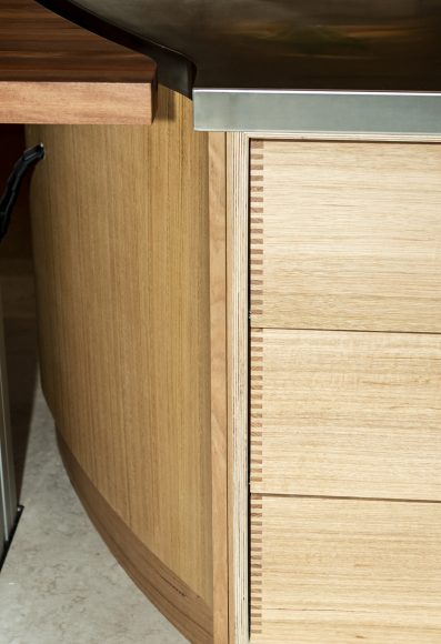 Curved cabinetry.